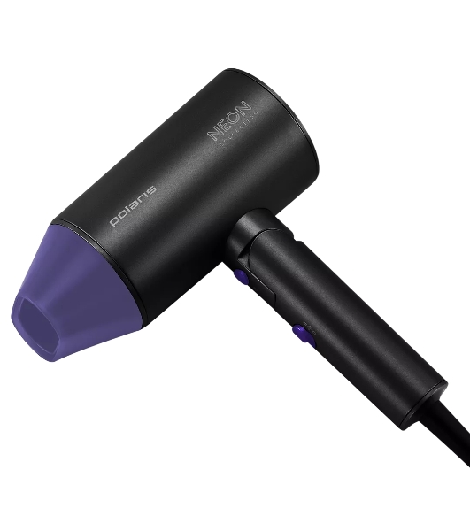 Фен Polaris PHD-2120 TI черный/фиолетовый, 2400 Вт, компактный, ионизация