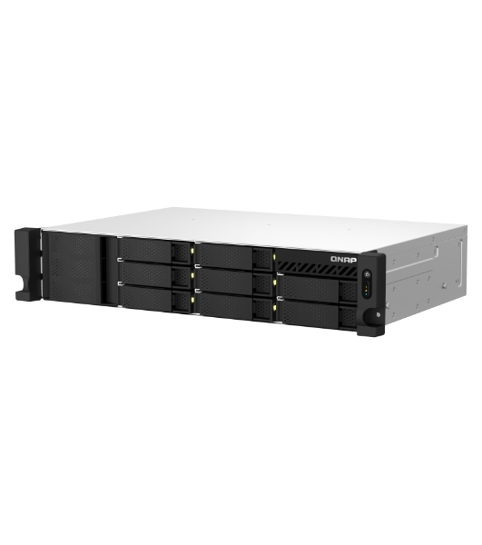 Сетевое хранилище SMB QNAP TS-873AeU-RP-4G NAS 8 HDD trays, 2x 2.5 GbE. 64-bit 4-core AMD V1500B 2,2 GHz, 4 Gb. RAM (1*4 Gb) up to 32Gb (2*16 Gb), 2 x M2 2280 (PCIe Gen3 x 1), 2xPSU W/o rail kit RAIL-B02