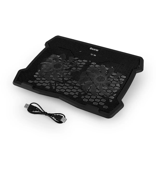 Подставка для ноутбука Buro 15'335x265x22мм 74.35дБ 1xUSB 2x 140ммFAN 480г металлическая сетка/пластик черный