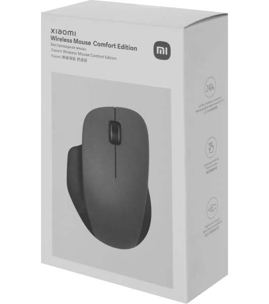 Мышь беспроводная Xiaomi Wireless Mouse Comfort Edition черный, 1200 dpi, радиоканал, USB, кнопки - 3