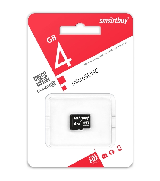 Флеш карта microSD 4Gb Smartbuy microSDHC Class 10