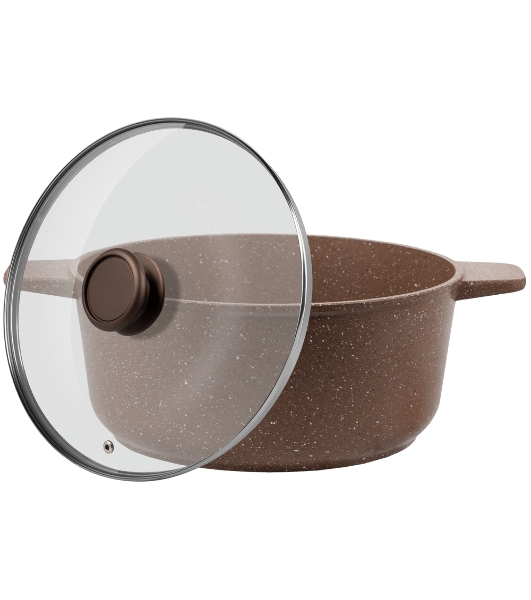 Кастрюля Maunfeld CARMEL MF24CRM01CR, 24 см, 4 л из литого алюминия со стеклянной крышкой