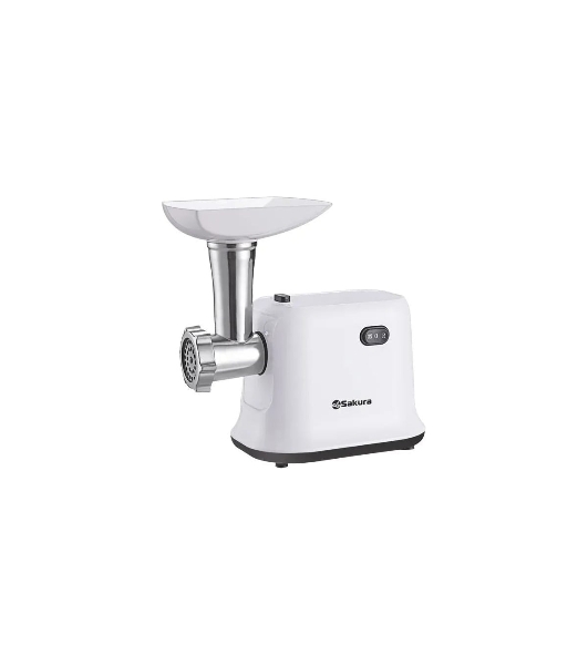 Мясорубка электрическая Sakura SA-6420W белый, 1500 Вт, 1.2 кг/мин, реверс, защита от перегрузки, насадки - 1