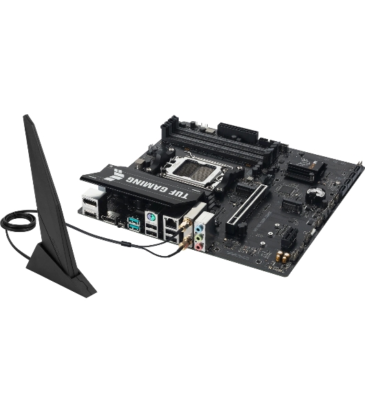 Материнская плата ASUS TUF GAMING A620M-A PLUS WIFI, AM5, AMD A620A, 4xDDR5, 4xSATA, 2xM.2, 1xPCIe 4.0 x16, 1xPCIe 3.0 x1, 1xHDMI, 2xDP, 1x2.5Gb LAN, Wi-Fi 6, Bluetooth 5.3, 2xUSB-A 10Gbps, 4xUSB-A 2.0, 3x3.5 мм, 7.1, mATX