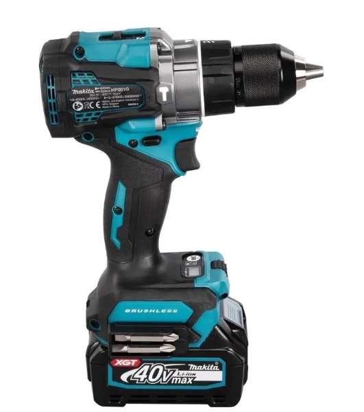 Дрель-шуруповерт Makita HP001GD201, 40 В, 2,5 Ач, 140 Нм, бесщеточный, ударный