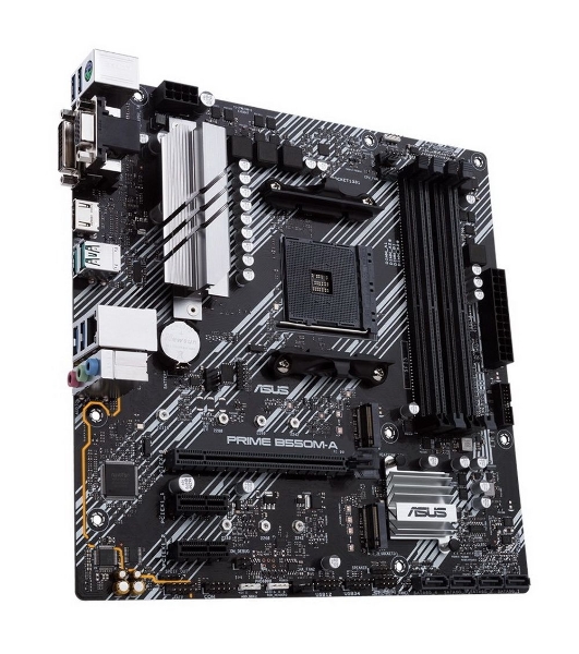 Материнская плата ASUS PRIME B550M-A, AM4, AMD B550, 4xDDR4, 4xSATA, 2xM.2, 1xPCIe 4.0 x16, 2xPCIe x1, 1xDVI-D, 1xHDMI, 1xVGA, 1x 1Gb LAN, 2xUSB 3.2 Gen 1, 2xUSB 2.0, 3x3.5 мм, 7.1, mATX