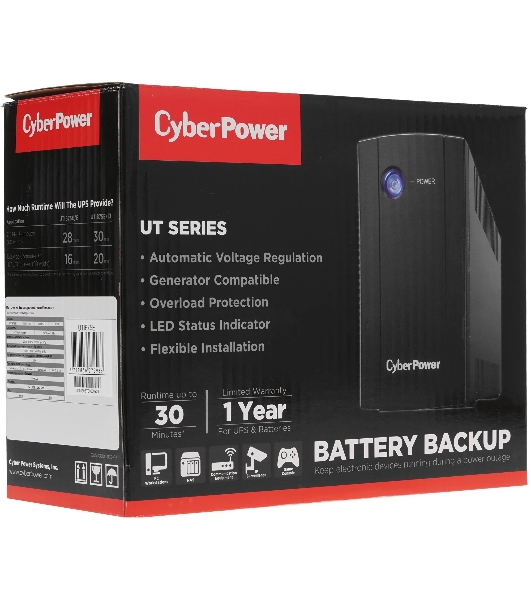 Источник бесперебойного питания CyberPower UTI675E/675 ВА/360 Вт/2 х CEE 7 (евророзетка)