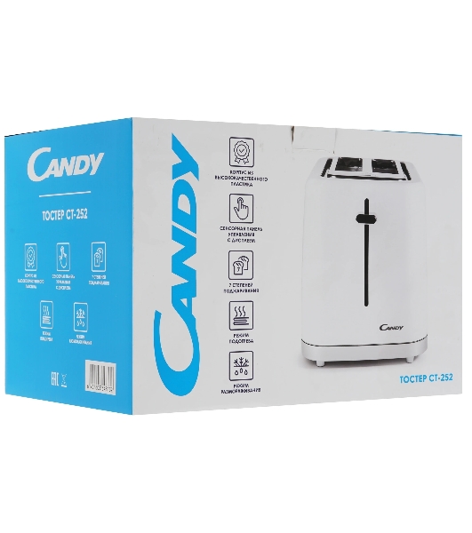Тостер Candy CT-252 белый, 930 Вт, 2 слота