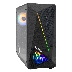 Компьютерный корпус Miditower ExeGate EVO-8225-NPX600 (ATX, БП 600NPX с вент. 12см, 2хUSB+1хUSB 3.0, черный, 2 вент. с RGb подсветкой и полоса на передней панели, боковая панель - закаленное стекло), фото3