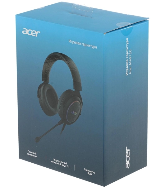 Гарнитура Acer AHW120 чёрный, проводная, USB, подсветка