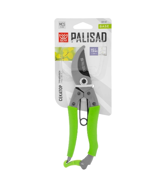 Секатор прямого реза Palisad 200 мм, стальные рукоятки, ПВХ оболочка, BASE