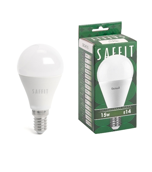 Лампа светодиодная SAFFIT SBC3715 LED 15Вт Е14 белый матовый шар