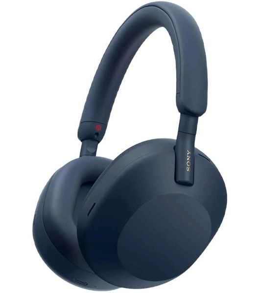 Беспроводные/проводные наушники Sony WH-1000XM5 синий, полноразмерные, Bluetooth + проводной, активное шумоподавление, до 30 ч