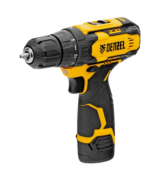 Дрель-шуруповерт Denzel CDQ-12, 12 В, 1,5 Ач, 30 Нм, щеточный