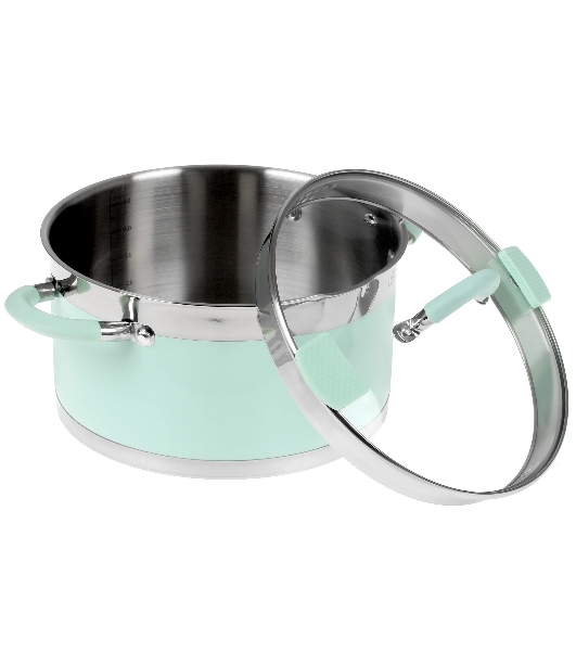 Кастрюля LARA LR02-544 MINT 24x13 см, 5,7 л, носик, индукционное дно, крышка с бортом, нержавеющая сталь