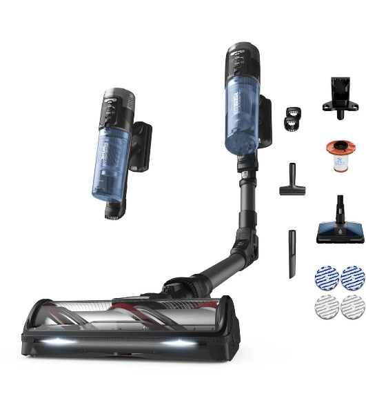 Пылесос вертикальный Tefal X-Force Flex TY9LC1WO серый/синий, питание от аккумулятора, 150 Вт, уборка сухая, пылесборник 0.65 л