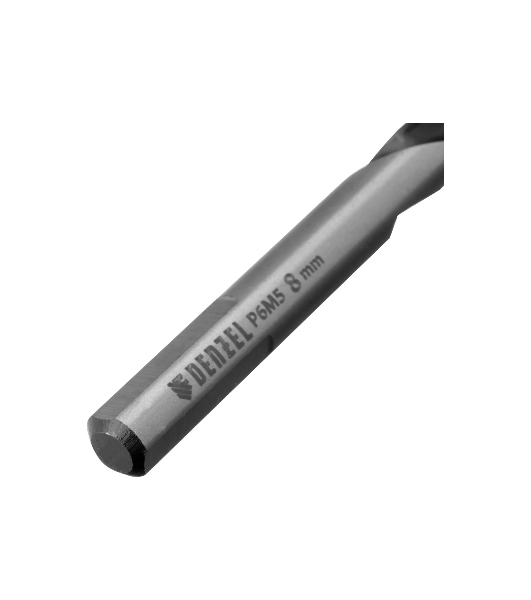 Сверло спиральное по металлу Denzel 8 x 117мм, Р6М5, Golden Tip, многогранная заточка