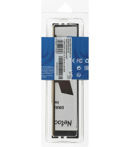 Оперативная память NETAC Basic, DDR4, 8GB (1x8GB), 3200MHz, CL22, DIMM