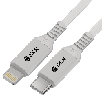 Кабель GCR PREMIUM 3.0m TypeC/Lightning MFI POWER DELIVERY 18 W, быстрая зарядка, белый силикон, AL case белый, белый ПВХ, GCR-53756, фото 1