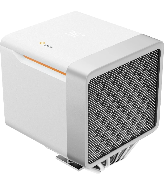 Кулер для процессора CPU Cooler Ocypus Delta A62 EX WH Digital (250W, 4-pin PWM, LED temp., 160mm, Al/Cu, 6x6mm, 2x120mm, 70CFM, 31dBA, 1800RPM, S: 1851/1700/1200/115X, AM5/AM4, white)