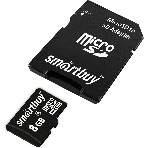 Флеш карта microSD 8Gb, Smartbuy microSDHC Class 4 (SD адаптер), фото5