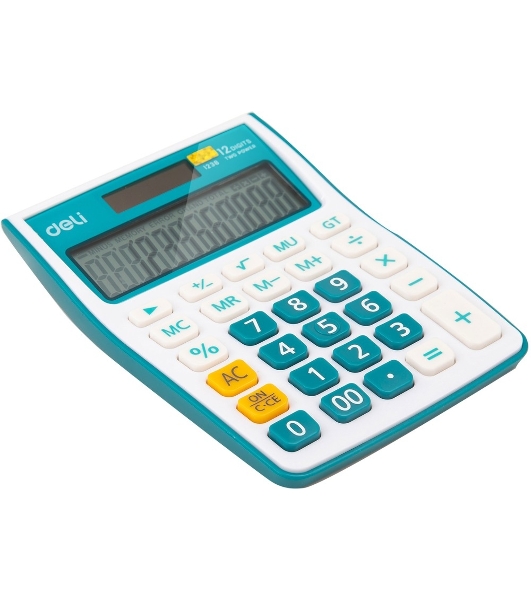 Калькулятор настольный Deli E1238/BLUE синий 12-разр.