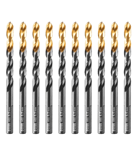 Сверло по металлу Denzel 6,5 мм, HSS-Tin, Golden Tip, 10 шт.