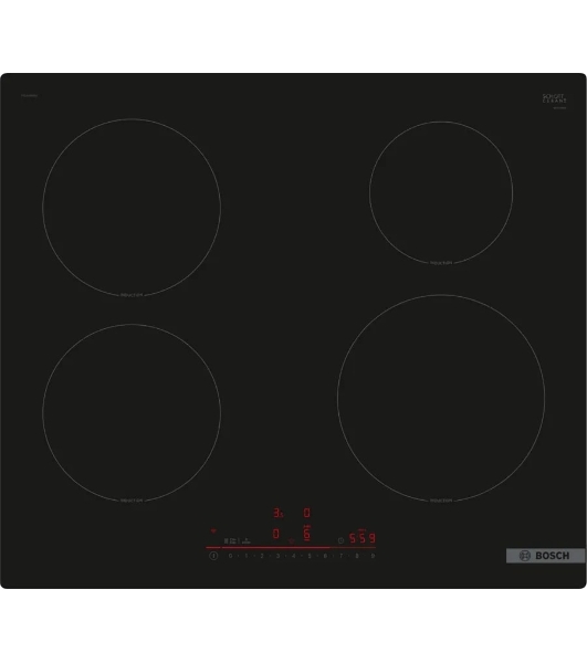 Индукционная варочная панель Bosch PIE61RHB1E Series 6 60 см,скошенный край, сенсорное управление, черный