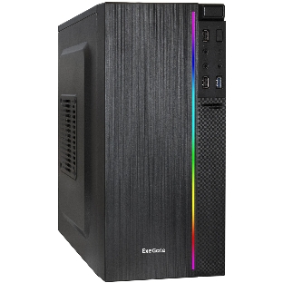 Компьютерный корпус Minitower ExeGate mEVO-9302-RGb-500W-12 (mATX, БП 500NPX с вент. 12см, 2хUSB+1хUSB 3.0, HD аудио, черный с RGb подсветкой)