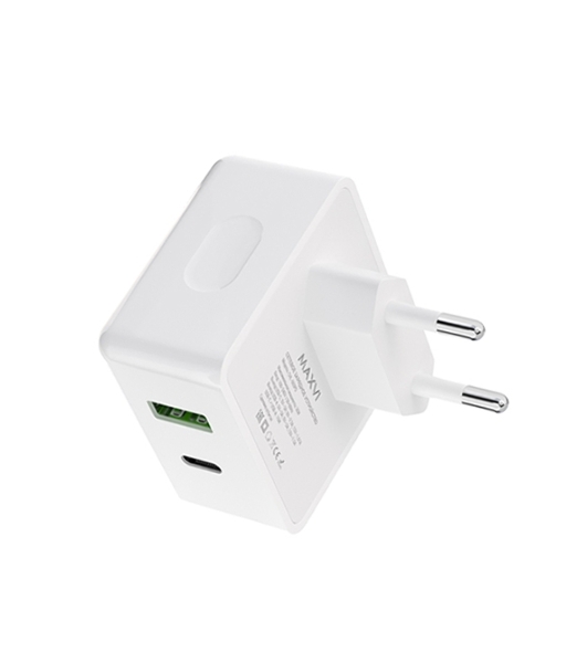 Сетевое зарядное устройство Maxvi CHL-603PD Type-C\USB 30W 6A (3A+3A) PD QC3.0, белый