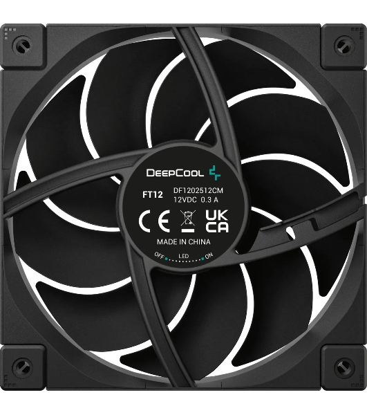 Вентилятор для корпуса DEEPCOOL FT12 черный, 120 мм, 2150 об/мин, 32 дБ, 4 pin