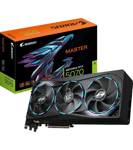 Видеокарта Gigabyte PCI-E GV-N5070AORUS M-12GD 1.0 NVIDIA GeForce RTX 5070 12Gb 192bit GDDR7 2805/28000 HDMIx1 DPx3 HDCP Ret