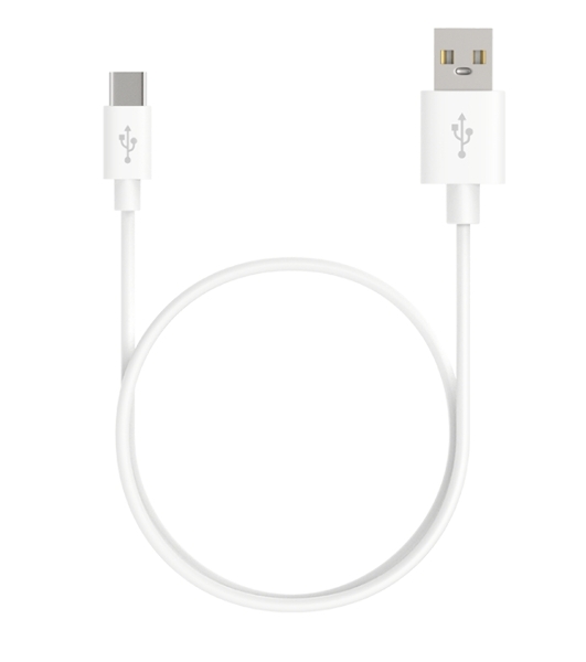 Кабель Maxvi MC-02 white USB-A - Type-C ток макс. нагрузки 2А, макс. напряжение 5V, длина кабеля 1м, материал PVC, белый