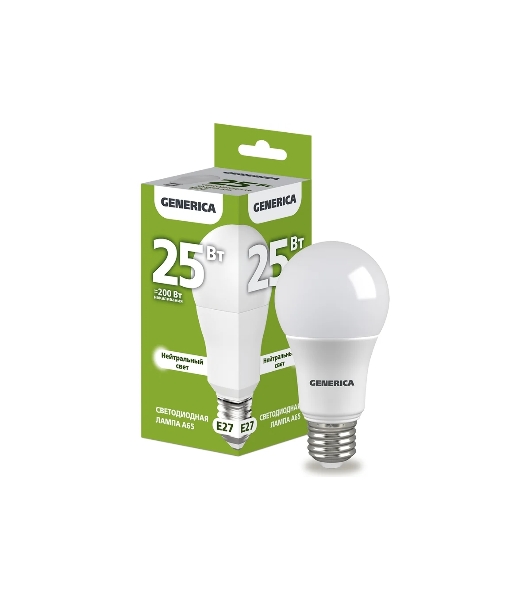Лампа cветодиодная LED IEK LL-A65-25-230-40-E27-G груша, A65 25Вт 230В 4000К E27 GENERICA