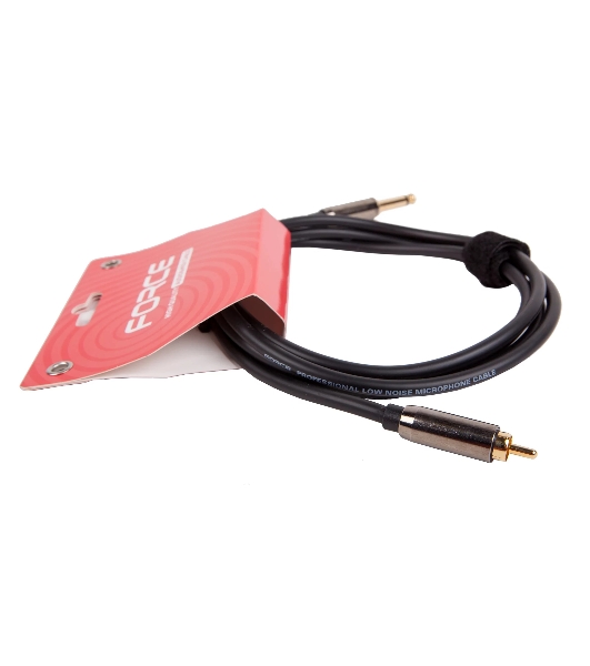 Кабель аудио FORCE FLC-09/21/4' TS Jack - RCA, высококачественный моно, используется для подключения студийных мониторов к аудио интерфейсам, диаметр 6 мм, металлические корпуса, позолоченные разъемы, длина 2 м