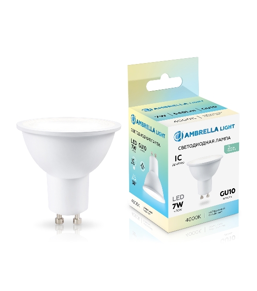 Лампа светодиодная	Ambrella light 190714 LED MR16 7W IC GU10 4000K 175-265V 38°