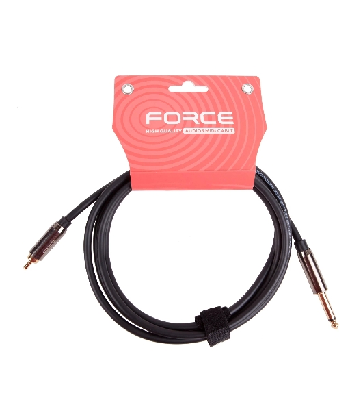 Кабель аудио FORCE FLC-09/21/4' TS Jack - RCA, высококачественный моно, используется для подключения студийных мониторов к аудио интерфейсам, диаметр 6 мм, металлические корпуса, позолоченные разъемы, длина 2 м
