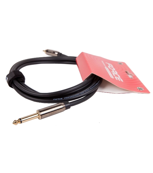 Кабель аудио FORCE FLC-09/21/4' TS Jack - RCA, высококачественный моно, используется для подключения студийных мониторов к аудио интерфейсам, диаметр 6 мм, металлические корпуса, позолоченные разъемы, длина 2 м