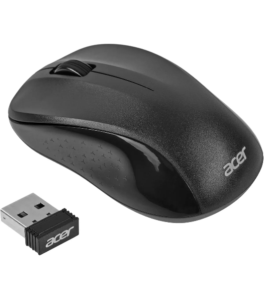 Мышь беспроводная Acer OMR302 черный, 1200 dpi, радиоканал, USB, кнопки - 3