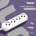 Сетевой удлинитель Buro BU-PSL4.1/W 1.5 м (4 розетки) белый (пакет ПЭ), фото 1