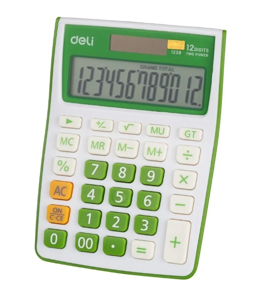 Калькулятор настольный Deli E1238/GRN зеленый 12-разр.
