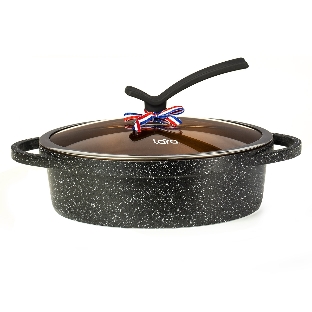 Сотейник Lara LR02-234 серия Orlean 28 см, 4.5 л, мрамор, Bronze, капсульное индукционное дно, крышка
