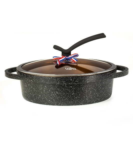 Сотейник Lara LR02-234 серия Orlean 28 см, 4.5 л, мрамор, Bronze, капсульное индукционное дно, крышка