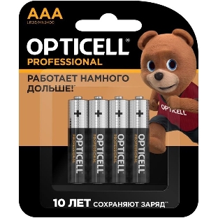 Элемент питания алкалиновый AAA/LR03 (блист. 4шт) Professional Opticell 5052002