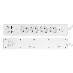 Сетевой фильтр Cablexpert Exnovo EXN-4-U4-W-2, 4 р, 16А, 4хUSB, 3.4A, 2 м, ур.защиты 4+, белый, коробка, фото2
