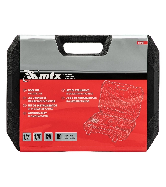 Набор инструментов MTX 1/2', 1/4', CrV, пластиковый кейс 89 предметов