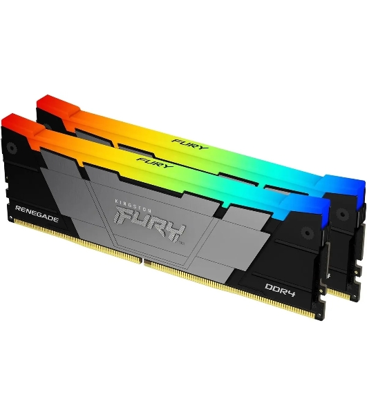 Оперативная память Kingston Fury Renegade, DDR4, 16Gb (2x8GB), 4600MHz, CL19, DIMM, с радиатором, RGB, черный/серебристый