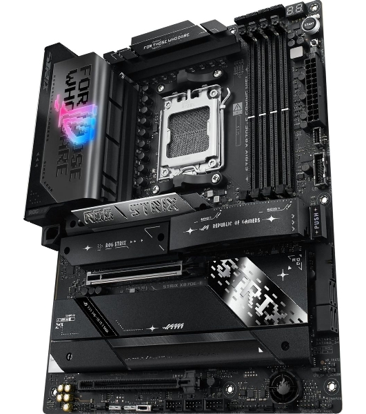 Материнская плата ASUS ROG STRIX X870E-E GAMING WIFI, AM5, AMD X870E, 4xDDR5, 4xSATA, 5xM.2, 1xPCI-E 5.0 x16, 1xPCI-E 4.0 x4, 1xHDMI, 1xUSB-C 3.2 Gen 2, 1xUSB-C 3.2 Gen 2x2, 2xUSB-C 4.0, 1x 5Gb LAN, 9xUSB-A 3.2 Gen 2, 2x3.5 мм, TOSLINK, 1xWi-Fi 7, ATX