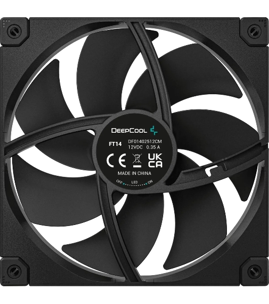 Вентилятор для корпуса DEEPCOOL FT14 черный, 140 мм, 1650 об/мин, 25.1 дБ, 4 pin