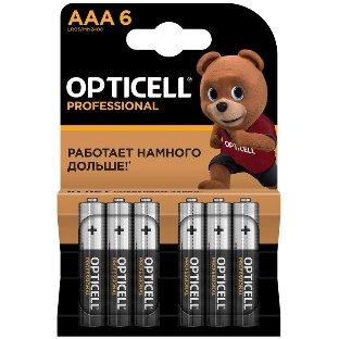 Элемент питания алкалиновый AAA/LR03 (блист. 6шт) Professional Opticell 5052004